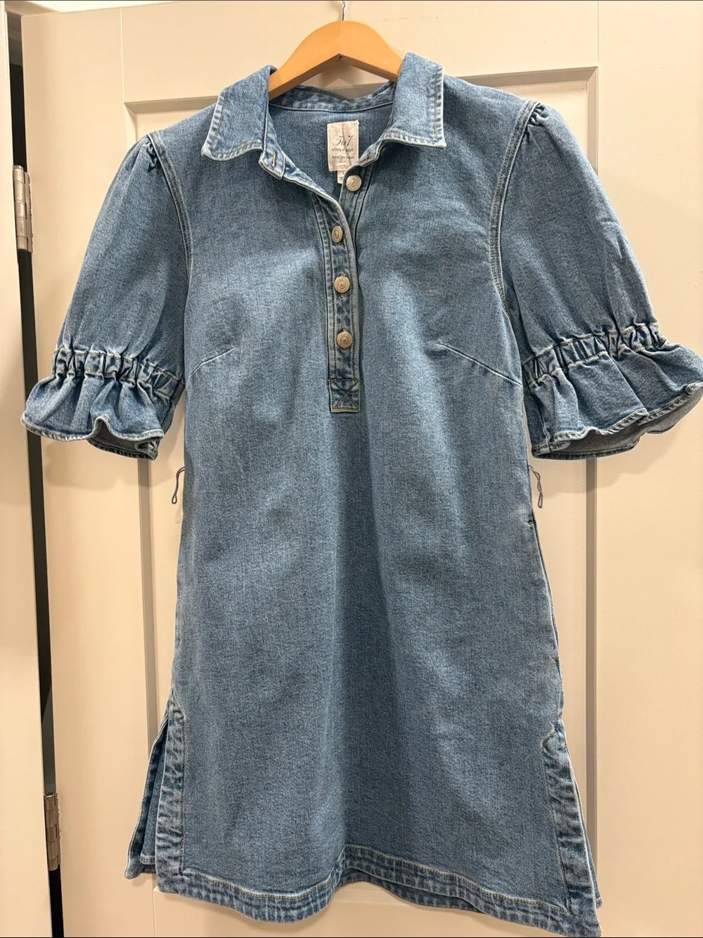 CINQ A SEPT Nataly Denim Puff-Sleeve Mini Dress—$395–BEAUTIFUL—Like New! Small